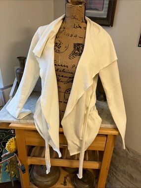 Lucky Brand Cream Draped Open-Front Cardigan